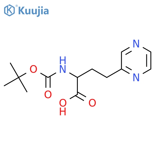 2-{(tert-butoxy)carbonylamino}-4-(pyrazin-2-yl)butanoic acid structure