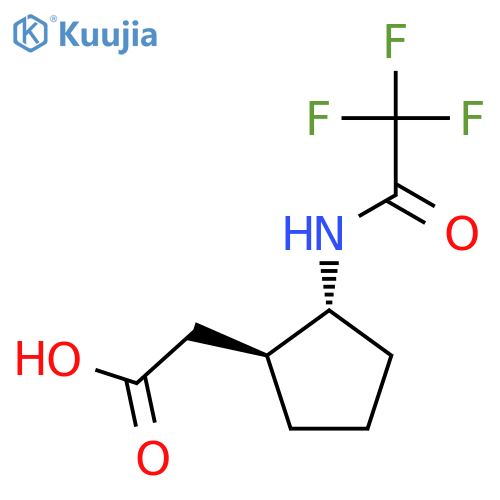 rac-2-[(1R,2S)-2-(trifluoroacetamido)cyclopentyl]acetic acid structure