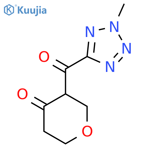 3-(2-methyl-2H-1,2,3,4-tetrazole-5-carbonyl)oxan-4-one structure