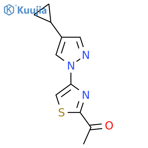 1-4-(4-cyclopropyl-1H-pyrazol-1-yl)-1,3-thiazol-2-ylethan-1-one structure