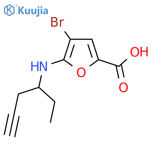 4-bromo-5-(hex-5-yn-3-yl)aminofuran-2-carboxylic acid structure