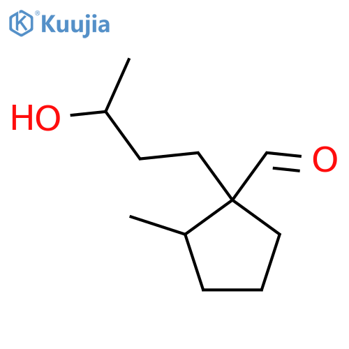 1-(3-hydroxybutyl)-2-methylcyclopentane-1-carbaldehyde structure
