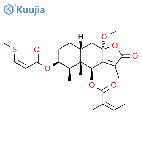 2-Butenoic acid, 2-methyl-, (4S,4aS,5R,6S,8aR,9aR)-2,4,4a,5,6,7,8,8a,9,9a-decahydro-9a-methoxy-3,4a,5-trimethyl-6-[[(2Z)-3-(methylthio)-1-oxo-2-propen-1-yl]oxy]-2-oxonaphtho[2,3-b]furan-4-yl ester, (2Z)- structure