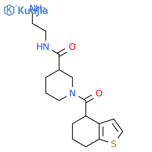 N-(2-aminoethyl)-1-(4,5,6,7-tetrahydro-1-benzothiophene-4-carbonyl)piperidine-3-carboxamide structure