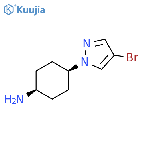 (1s,4s)-4-(4-bromo-1H-pyrazol-1-yl)cyclohexan-1-amine structure
