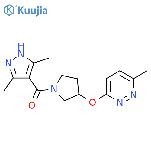3-{[1-(3,5-dimethyl-1H-pyrazole-4-carbonyl)pyrrolidin-3-yl]oxy}-6-methylpyridazine structure