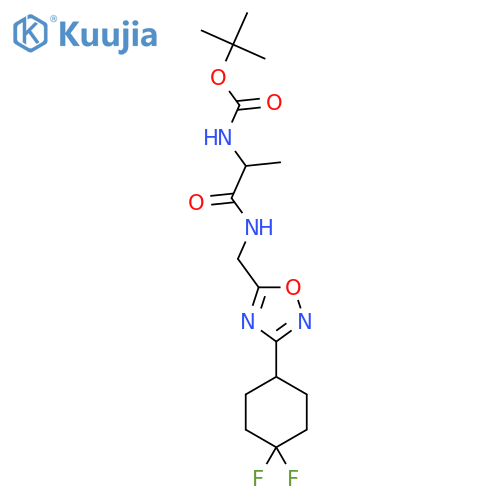 tert-butyl N-[1-({[3-(4,4-difluorocyclohexyl)-1,2,4-oxadiazol-5-yl]methyl}carbamoyl)ethyl]carbamate structure