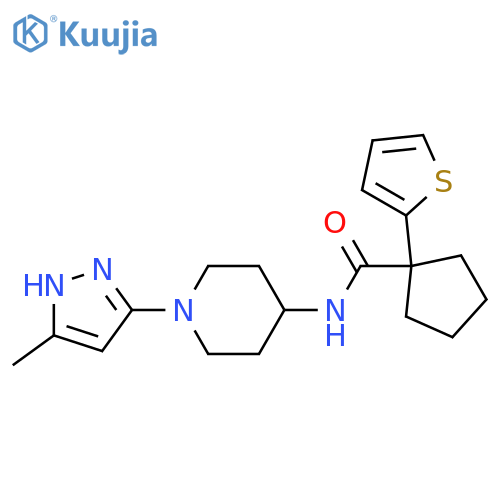 N-[1-(5-methyl-1H-pyrazol-3-yl)piperidin-4-yl]-1-(thiophen-2-yl)cyclopentane-1-carboxamide structure