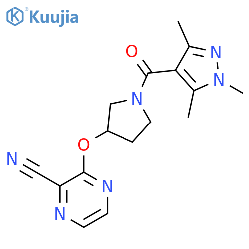 3-{[1-(1,3,5-trimethyl-1H-pyrazole-4-carbonyl)pyrrolidin-3-yl]oxy}pyrazine-2-carbonitrile structure