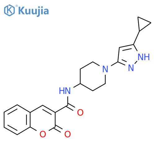 N-[1-(5-cyclopropyl-1H-pyrazol-3-yl)piperidin-4-yl]-2-oxo-2H-chromene-3-carboxamide structure