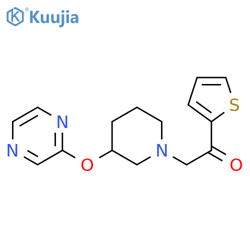 1-[3-(pyrazin-2-yloxy)piperidin-1-yl]-2-(thiophen-2-yl)ethan-1-one structure