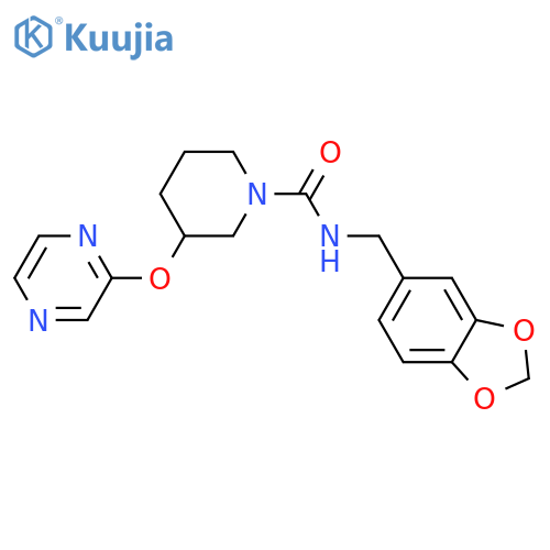 N-[(2H-1,3-benzodioxol-5-yl)methyl]-3-(pyrazin-2-yloxy)piperidine-1-carboxamide structure
