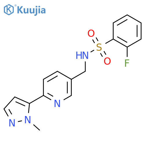 2-fluoro-N-{6-(1-methyl-1H-pyrazol-5-yl)pyridin-3-ylmethyl}benzene-1-sulfonamide structure