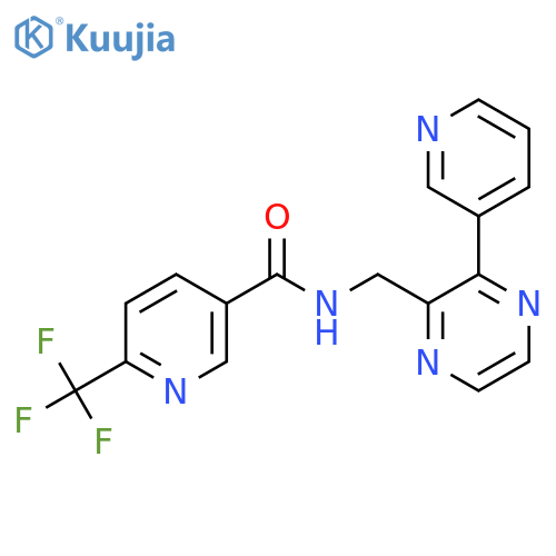 N-{3-(pyridin-3-yl)pyrazin-2-ylmethyl}-6-(trifluoromethyl)pyridine-3-carboxamide structure