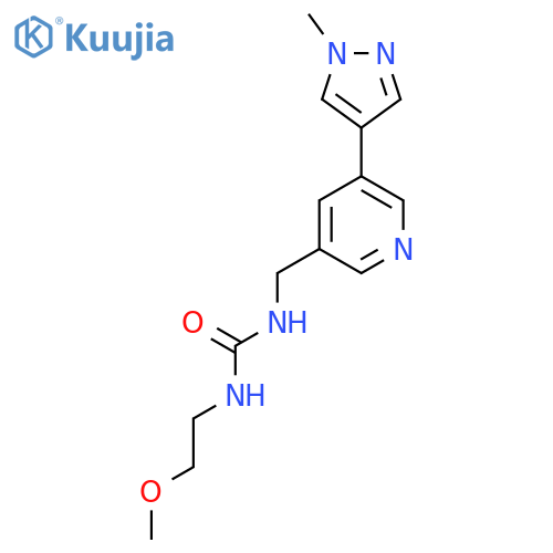 3-(2-methoxyethyl)-1-{5-(1-methyl-1H-pyrazol-4-yl)pyridin-3-ylmethyl}urea structure