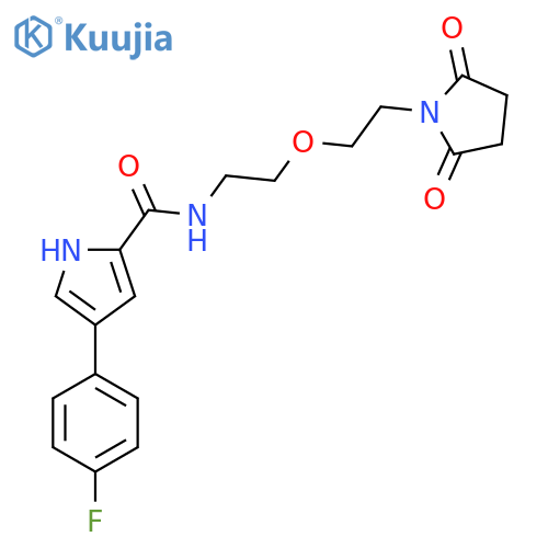 N-{2-2-(2,5-dioxopyrrolidin-1-yl)ethoxyethyl}-4-(4-fluorophenyl)-1H-pyrrole-2-carboxamide structure