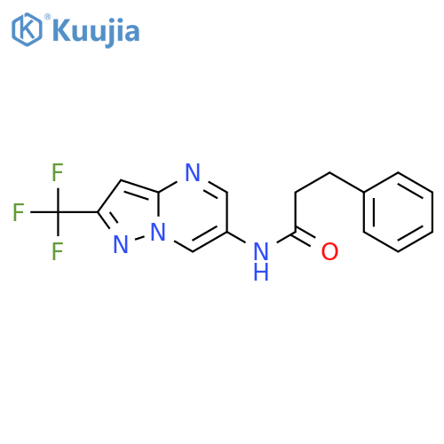 3-phenyl-N-[2-(trifluoromethyl)pyrazolo[1,5-a]pyrimidin-6-yl]propanamide structure