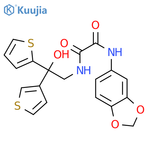 N'-(2H-1,3-benzodioxol-5-yl)-N-2-hydroxy-2-(thiophen-2-yl)-2-(thiophen-3-yl)ethylethanediamide structure