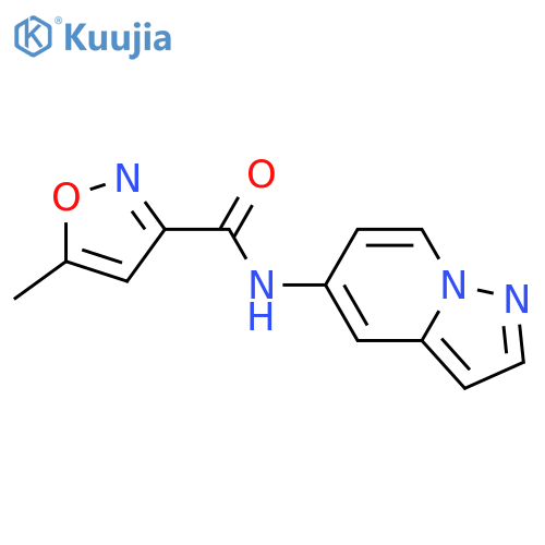 5-methyl-N-{pyrazolo[1,5-a]pyridin-5-yl}-1,2-oxazole-3-carboxamide structure