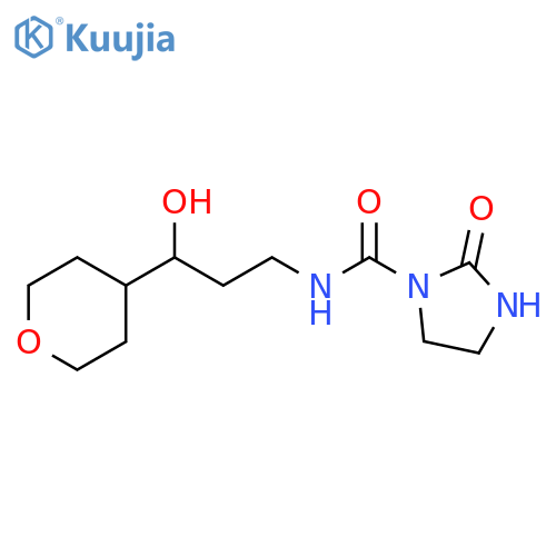 N-(3-hydroxy-3-(tetrahydro-2H-pyran-4-yl)propyl)-2-oxoimidazolidine-1-carboxamide structure