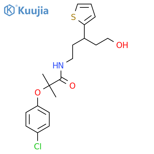 2-(4-chlorophenoxy)-N-[5-hydroxy-3-(thiophen-2-yl)pentyl]-2-methylpropanamide structure