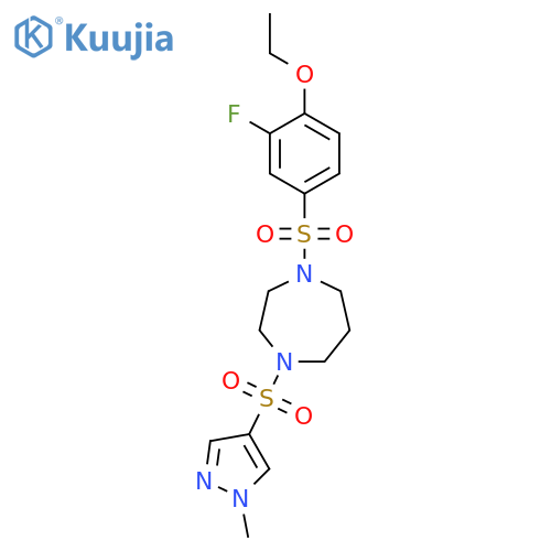 1-(4-ethoxy-3-fluorobenzenesulfonyl)-4-[(1-methyl-1H-pyrazol-4-yl)sulfonyl]-1,4-diazepane structure