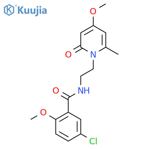 5-chloro-2-methoxy-N-[2-(4-methoxy-6-methyl-2-oxo-1,2-dihydropyridin-1-yl)ethyl]benzamide structure