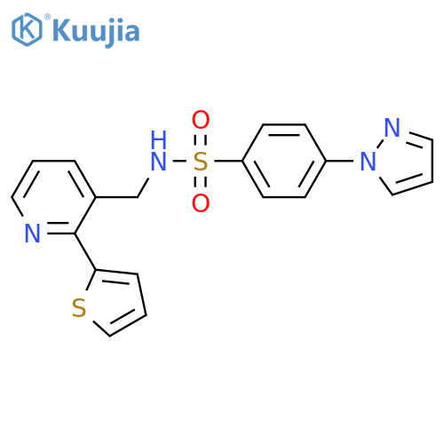 4-(1H-pyrazol-1-yl)-N-{[2-(thiophen-2-yl)pyridin-3-yl]methyl}benzene-1-sulfonamide structure