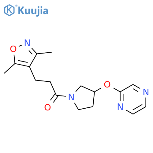 3-(3,5-dimethyl-1,2-oxazol-4-yl)-1-[3-(pyrazin-2-yloxy)pyrrolidin-1-yl]propan-1-one structure