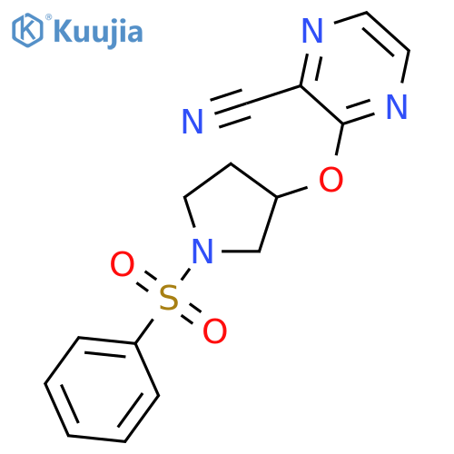 3-{[1-(benzenesulfonyl)pyrrolidin-3-yl]oxy}pyrazine-2-carbonitrile structure