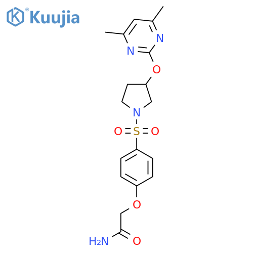 2-(4-((3-((4,6-Dimethylpyrimidin-2-yl)oxy)pyrrolidin-1-yl)sulfonyl)phenoxy)acetamide structure