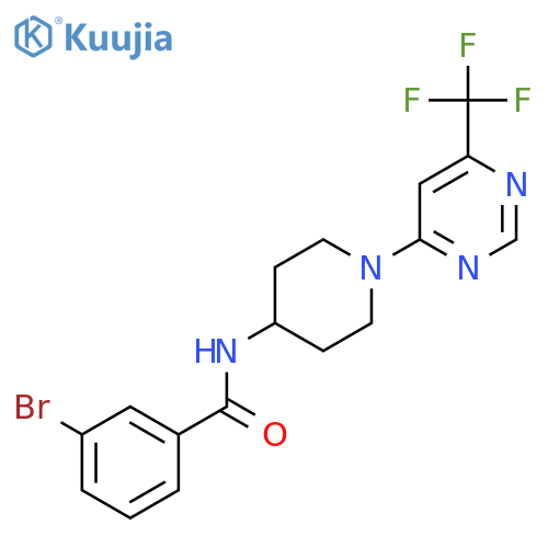 3-bromo-N-{1-[6-(trifluoromethyl)pyrimidin-4-yl]piperidin-4-yl}benzamide structure