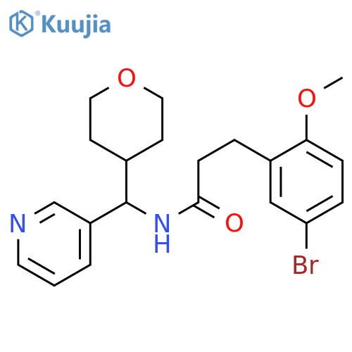 3-(5-bromo-2-methoxyphenyl)-N-[(oxan-4-yl)(pyridin-3-yl)methyl]propanamide structure
