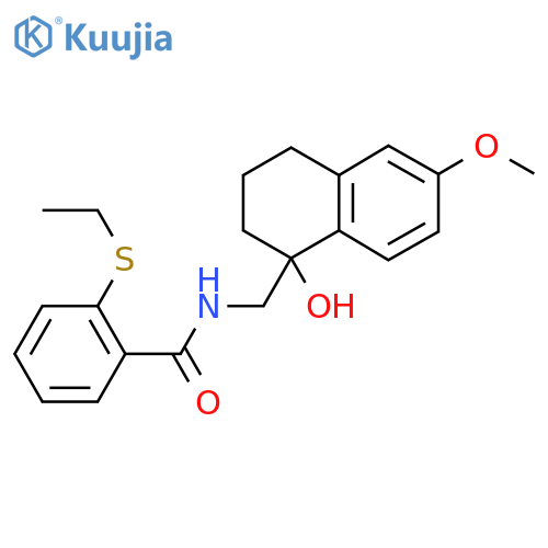 2-(ethylsulfanyl)-N-[(1-hydroxy-6-methoxy-1,2,3,4-tetrahydronaphthalen-1-yl)methyl]benzamide structure