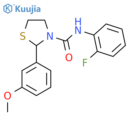 N-(2-fluorophenyl)-2-(3-methoxyphenyl)thiazolidine-3-carboxamide structure
