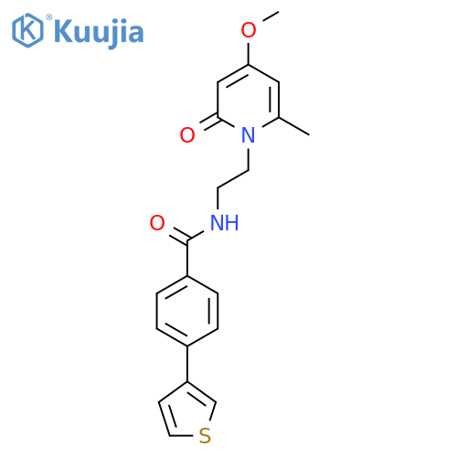N-[2-(4-methoxy-6-methyl-2-oxo-1,2-dihydropyridin-1-yl)ethyl]-4-(thiophen-3-yl)benzamide structure