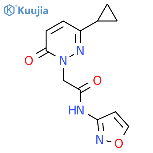 2-(3-cyclopropyl-6-oxo-1,6-dihydropyridazin-1-yl)-N-(1,2-oxazol-3-yl)acetamide structure