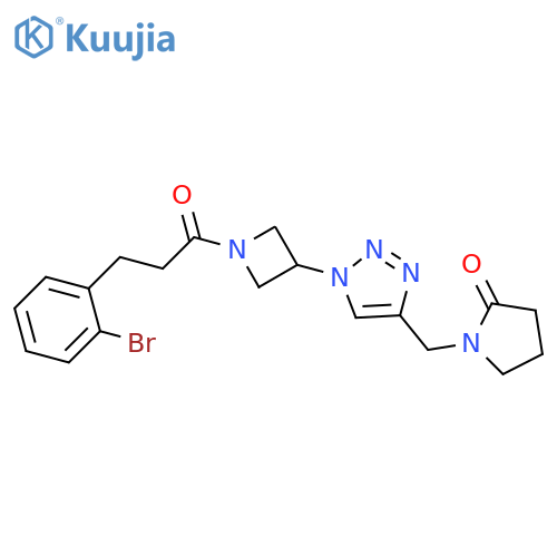 1-[(1-{1-[3-(2-bromophenyl)propanoyl]azetidin-3-yl}-1H-1,2,3-triazol-4-yl)methyl]pyrrolidin-2-one structure