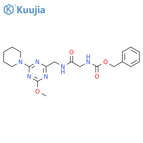 benzyl N-({4-methoxy-6-(piperidin-1-yl)-1,3,5-triazin-2-ylmethyl}carbamoyl)methylcarbamate structure