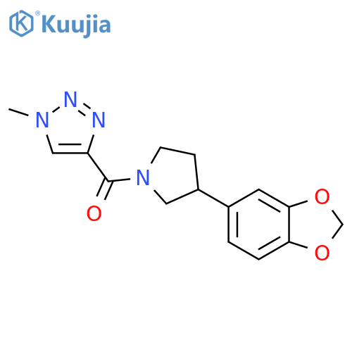4-[3-(2H-1,3-benzodioxol-5-yl)pyrrolidine-1-carbonyl]-1-methyl-1H-1,2,3-triazole structure