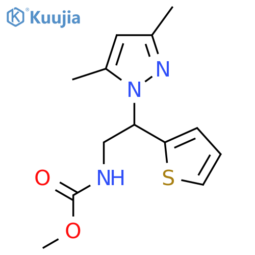 methyl N-[2-(3,5-dimethyl-1H-pyrazol-1-yl)-2-(thiophen-2-yl)ethyl]carbamate structure