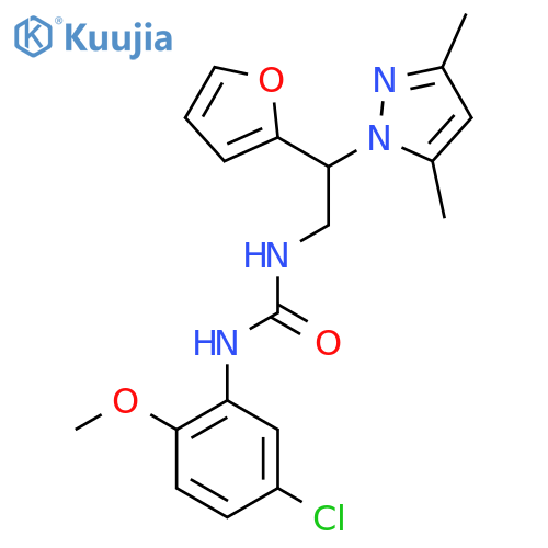 1-(5-chloro-2-methoxyphenyl)-3-[2-(3,5-dimethyl-1H-pyrazol-1-yl)-2-(furan-2-yl)ethyl]urea structure