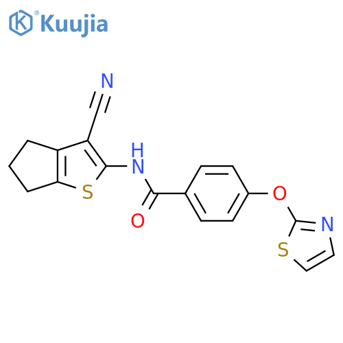 N-{3-cyano-4H,5H,6H-cyclopentabthiophen-2-yl}-4-(1,3-thiazol-2-yloxy)benzamide structure