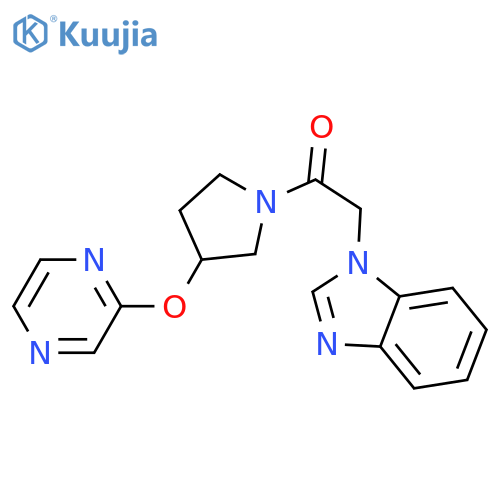 2-(1H-1,3-benzodiazol-1-yl)-1-[3-(pyrazin-2-yloxy)pyrrolidin-1-yl]ethan-1-one structure
