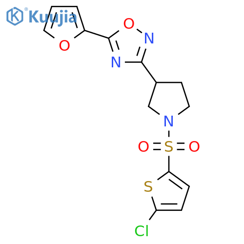 3-{1-(5-chlorothiophen-2-yl)sulfonylpyrrolidin-3-yl}-5-(furan-2-yl)-1,2,4-oxadiazole structure