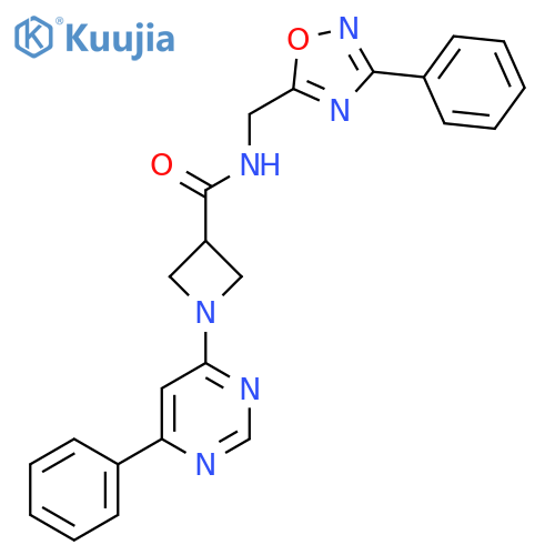 N-(3-phenyl-1,2,4-oxadiazol-5-yl)methyl-1-(6-phenylpyrimidin-4-yl)azetidine-3-carboxamide structure