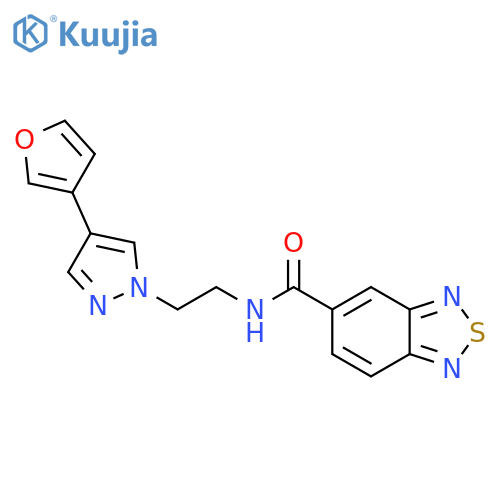 N-{2-[4-(furan-3-yl)-1H-pyrazol-1-yl]ethyl}-2,1,3-benzothiadiazole-5-carboxamide structure