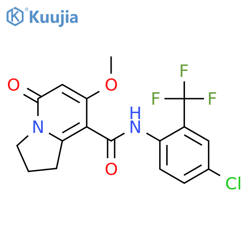 N-[4-chloro-2-(trifluoromethyl)phenyl]-7-methoxy-5-oxo-1,2,3,5-tetrahydroindolizine-8-carboxamide structure