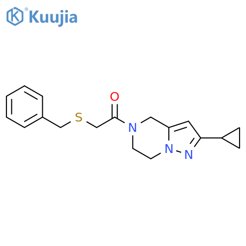 2-(benzylsulfanyl)-1-{2-cyclopropyl-4H,5H,6H,7H-pyrazolo1,5-apyrazin-5-yl}ethan-1-one structure