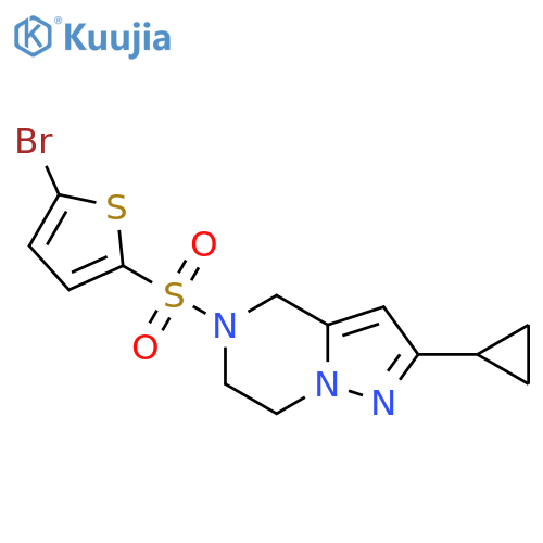 5-(5-bromothiophen-2-yl)sulfonyl-2-cyclopropyl-4H,5H,6H,7H-pyrazolo1,5-apyrazine structure